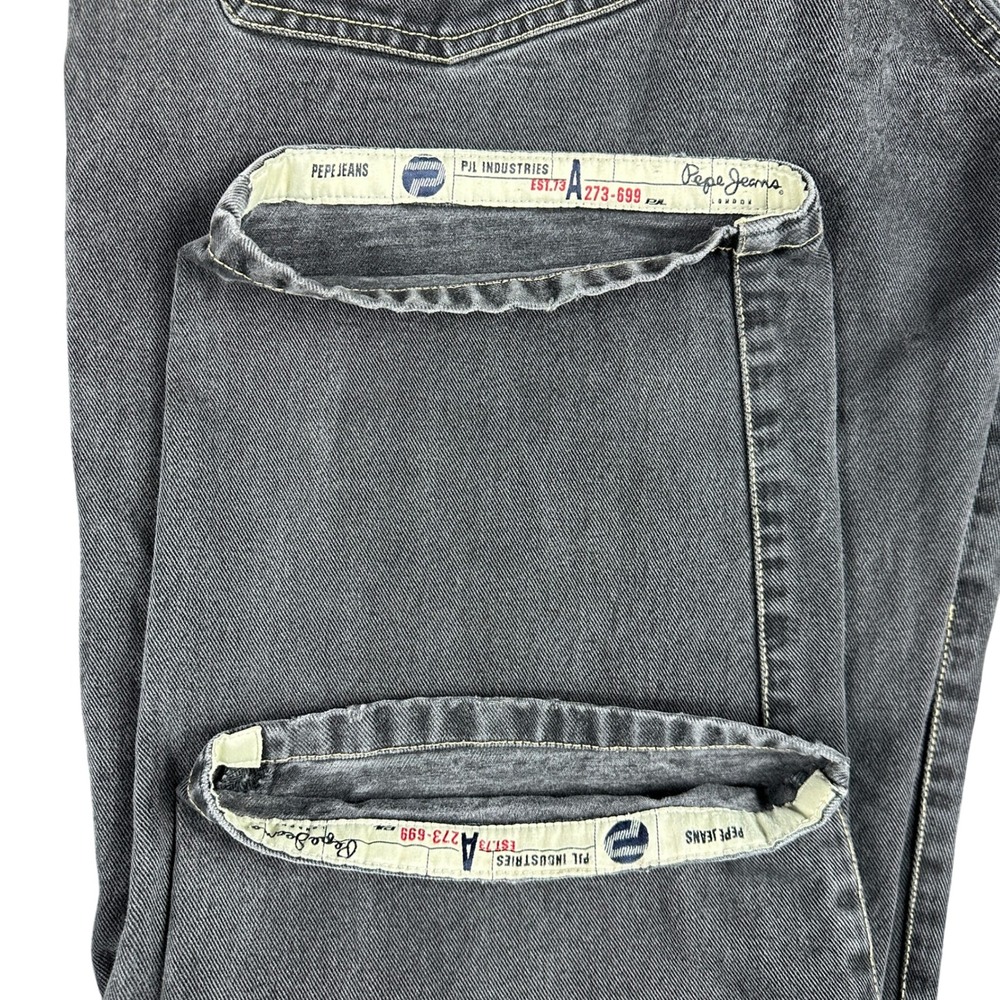 Vintage Pepe Jeans London Black Denim Heavyweight Streetwear Y2K Oversized 38x33 - Picture 8 of 10